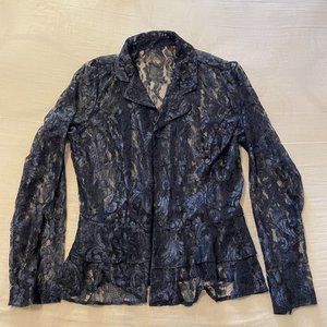 women lace jacket /blouse  - navy color - size 12